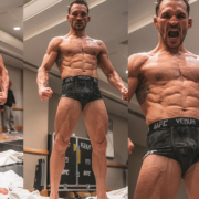 Michael Chandler flexes his explosive power and muscular physique—built for dominance inside the Octagon. Photo credit: Instagram/mikechandlermma