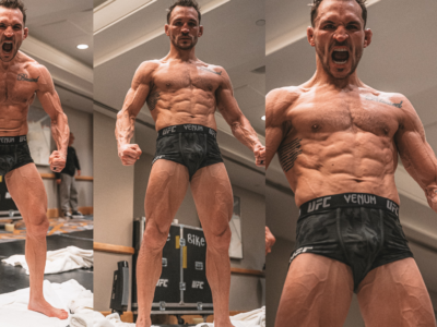 Michael Chandler flexes his explosive power and muscular physique—built for dominance inside the Octagon. Photo credit: Instagram/mikechandlermma