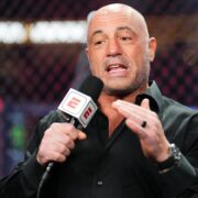 LAS VEGAS, NEVADA - JULY 08: Joe Rogan announces the fight during the UFC 290 event at T-Mobile Arena on July 08, 2023 in Las Vegas, Nevada. (Photo by Chris Unger/Zuffa LLC via Getty Images)