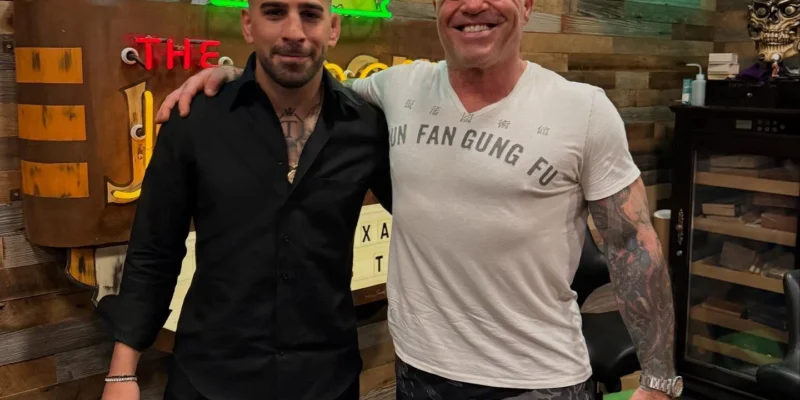 Ilia Topuria with Joe Rogan during the recording of The Joe Rogan Experience Podcast. Photo credit: Instagram/iliatopuria