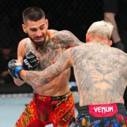 Ilia Topuria knocking out Charles Oliverea. Photo by UFC/YouTube