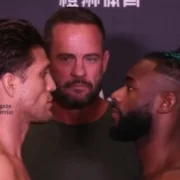 Aljamain Sterling and Brian Ortega size each other up ahead of their fight. PHOTO/X/@ufcdailyupdates