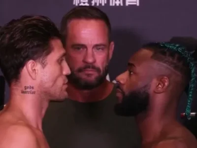 Aljamain Sterling and Brian Ortega size each other up ahead of their fight. PHOTO/X/@ufcdailyupdates